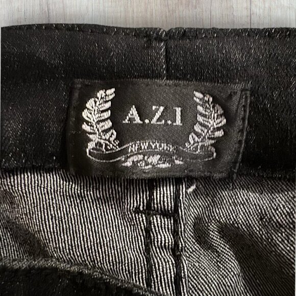 A.Z.I. Black Stretch Denim Mid Rise Raw Edge Double Fringe Hem Jeans 6 8 - Picture 6 of 6